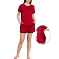 thumbnail image 4 of MINTREUS Pajama Set for Women 2 Piece Lounge Set Short Sleeve Tops and Shorts Soft Sleepwear with Pockets S-2X, 4 of 8