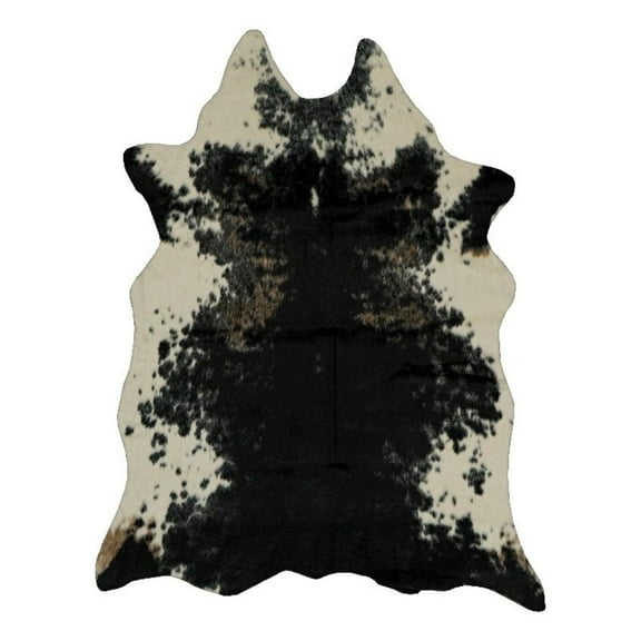 Linon Faux Hide Polyester Mini Cowhide Accent Rug in Black and White