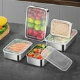 thumbnail image 3 of Stainless Steel Food Containers with Lids, Square Metal Lunch Box Set for Meal Prep, Kitchen Storage, 3 Count Set, 22-57 fl oz, 9.0 x 6.0 Inch, Leakproof Bento Box for Fridge, Camping, Picnic, 3 of 8