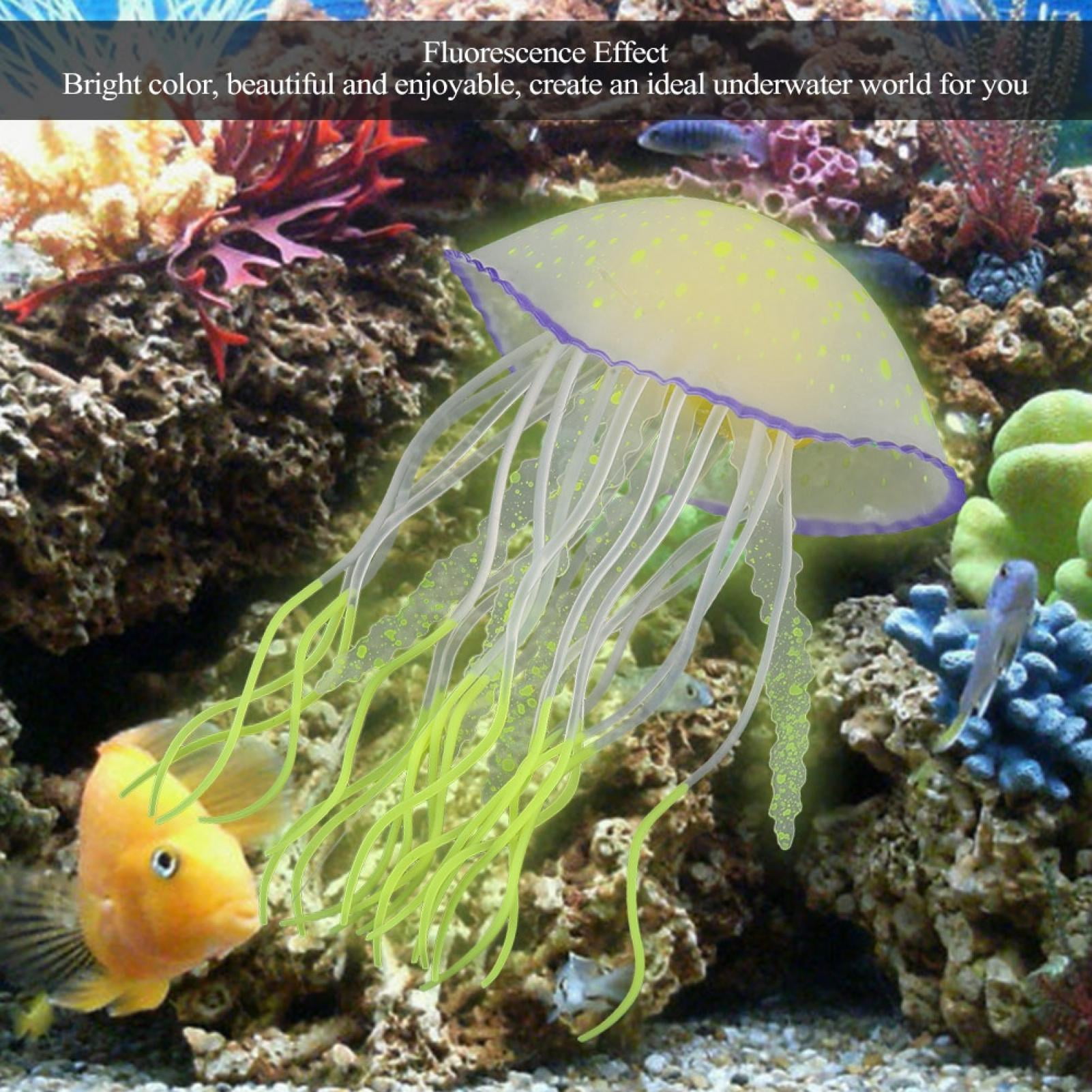 Fish Tank Jellyfish, Fish Tank Decoration, 2.6x4.5inch Silicone Artificial Fish Tank Aquarium