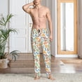 thumbnail image 5 of Uemuo Simple Drawing Pattern Men's Wide Leg Palazzo Lounge Pants with Pockets Light Weight Loose Comfy Casual Pajama Pants-Small, 5 of 9