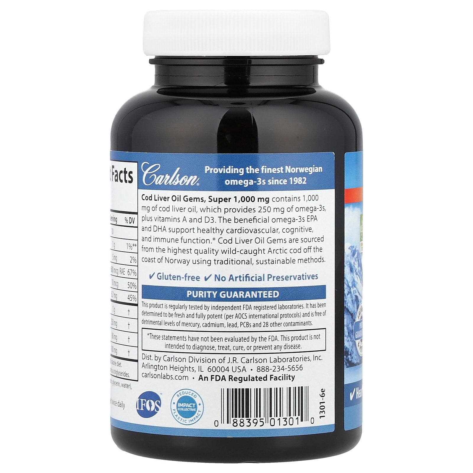 Carlson Cod Liver Oil Gems, 100ct