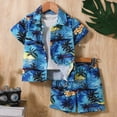 thumbnail image 5 of Boys Summer Outfits Short Sleeve Hawaiian Shirt Tops and Shorts Vacation Set for Kids Summer Clothes Set, 5 of 6