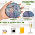 thumbnail image 3 of Haosy Set of 6 Drink Woven Coaster with Holder Heat Resistant Non-Slip Bar Coasters 4 Inches Blue Purple Bird and Flower, 3 of 7