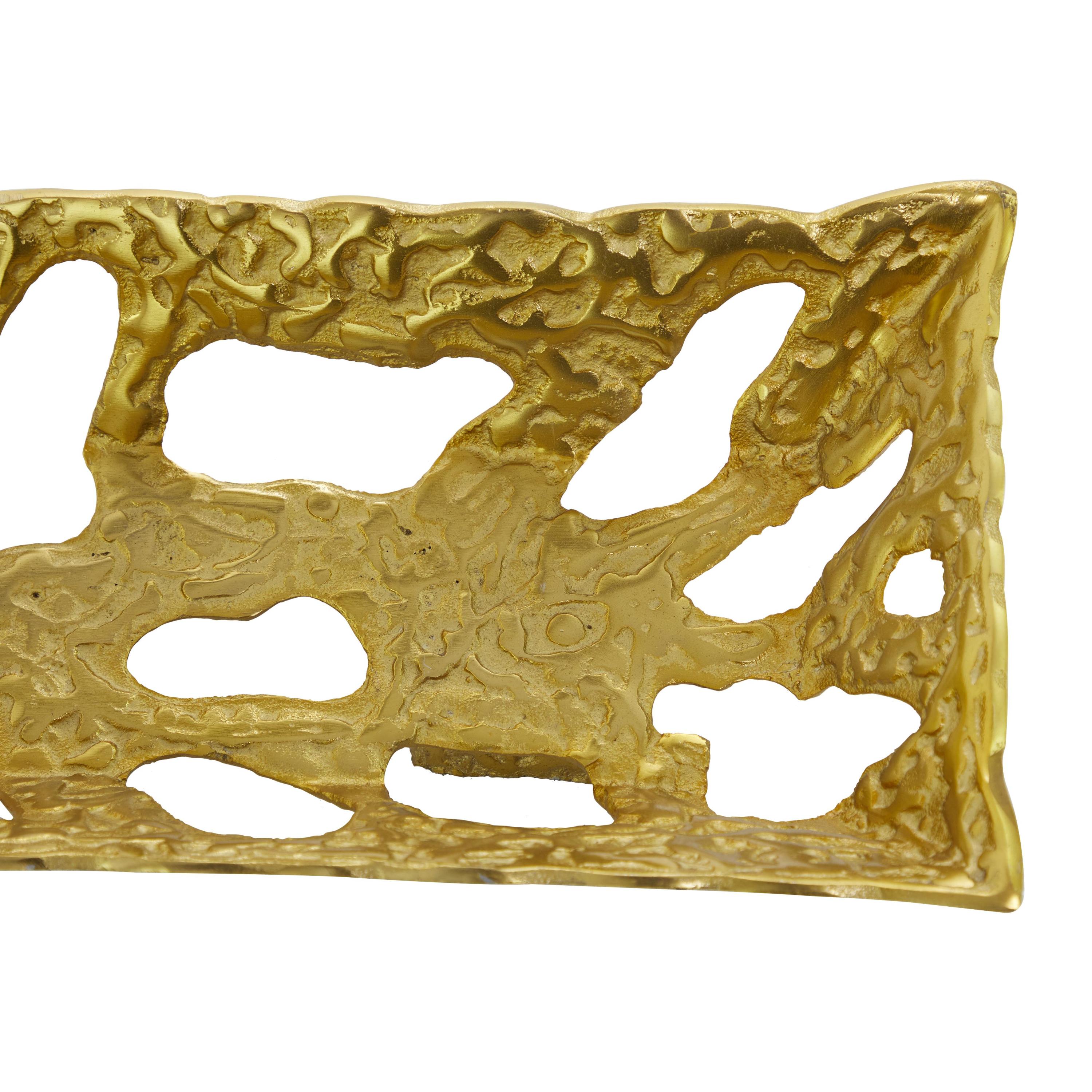 DecMode 29", 23"W Gold Aluminum Metal Tray, 2-Pieces