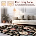 thumbnail image 2 of ODIKA 4'x6' Machine Washable Non-Slip Area Rug, Midnight Garden Floral with Elegant Curves and Swirling Vines High Traffic Rug, Black, 217666, 2 of 7