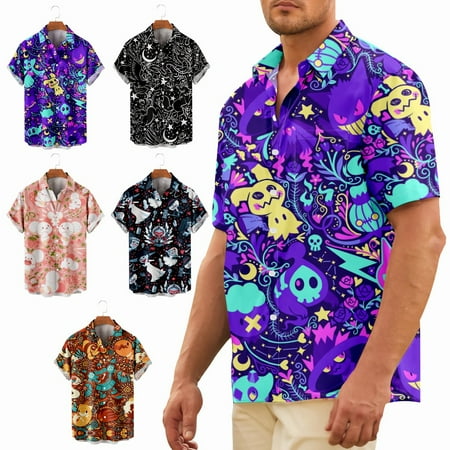 

Adult Short Sleeve Hawaiian Shirt Stylish Relaxed-Fit Clothing Apparel For Men