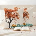 thumbnail image 3 of Orange Tree Fall Outdoor Waterproof Pillow Covers, Vintage Teal Truck Thanksgiving Pumpkin Rustic Decorative Square Throw Pillowcase Sofa Cushion Sham for Patio/Couch/Chair, 18"x18" 2 Pack, 3 of 8