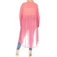 thumbnail image 3 of Women's Plus Size Solid Open Front Long Sleeve Chiffon Mesh Loose Cover Up Long Cardigan, 3 of 6