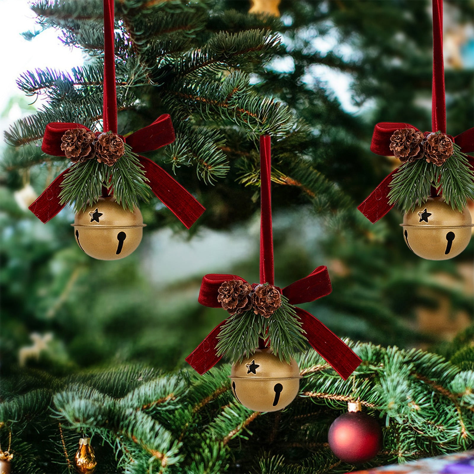 Cloches De Noël Avec Ruban Rouge | Vecteur Gratuite