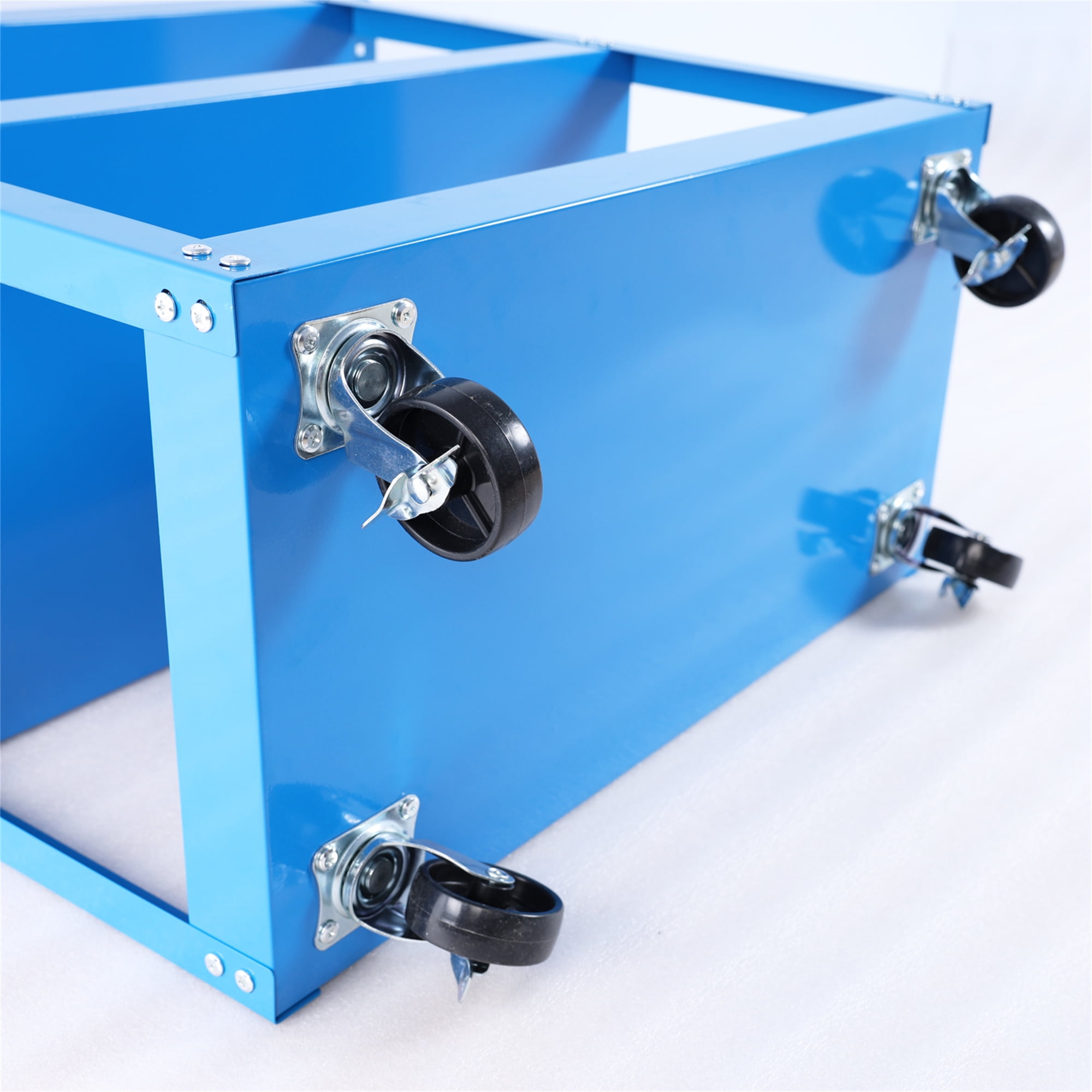 Aukfa 3-Tier Utility Cart with Wheels, Rolling Tool Cart Service Cart for Warehouse, Garage, Blue