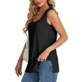 thumbnail image 4 of Aofany Summer Tank Tops for Women Round Neck Sleeveless Plus Size Tops Slit Side Stiching Womens Shirts, 4 of 8