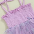 thumbnail image 5 of Musuos Newborn Girl Summer Outfit, 3M-24M Tie-up Sleeveless Pleated Butterfly Tulle Patchwork Romper Dress with Hairband, 5 of 7