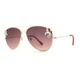 thumbnail image 2 of Girls Metal Unicorn Charm Tear Drop Officer Style Sunglasses Gold Red Burgundy, 2 of 4