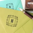 thumbnail image 4 of Printtoo Square Swirl Border Letter H Initial Uppercase Monogram Wood Mounted Rubber Stamp, 4 of 4