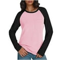 thumbnail image 7 of Womens Tops Women’s Long Sleeve Basic Shirts Ndbuld Womens Crew Neck Long Sleeve Colorblock Shirts Pink S, 7 of 7