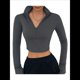 thumbnail image 1 of Camisas de Larga para Mujer, Blusas Informales de Negocios con Cuello en V, Suéter de Punto Acanalado, Blusas Ajustadas, Ropa Y2k Gris L, 1 of 10