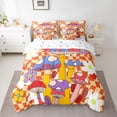 thumbnail image 2 of Homewish Kawaii Rainbow Mushroom 7-Piece Twin Bedding Sets,Cartoon Floral Daisy Bedding Comforter Set,Orange Plaid Sheet Sets For Girl Teens,Luxury Bedroom Decor Reversible, 2 of 8