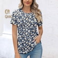 thumbnail image 2 of Hrsba Womens Blouses Casual,Summer Print Pleated Short Sleeve Crewneck Lightweight Ladies Blouses Tees, 2 of 5