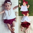 thumbnail image 4 of Bébé Enfant en Bas Âge Bébé Fille Vêtements Ensemble Tops Robe + Pantalons Courts + Tenue de Coiffure, 4 of 5