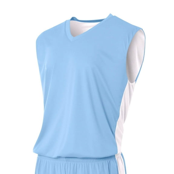 A4 Reversible Moisture Management Muscle For Men in Lt Blue/White N2320