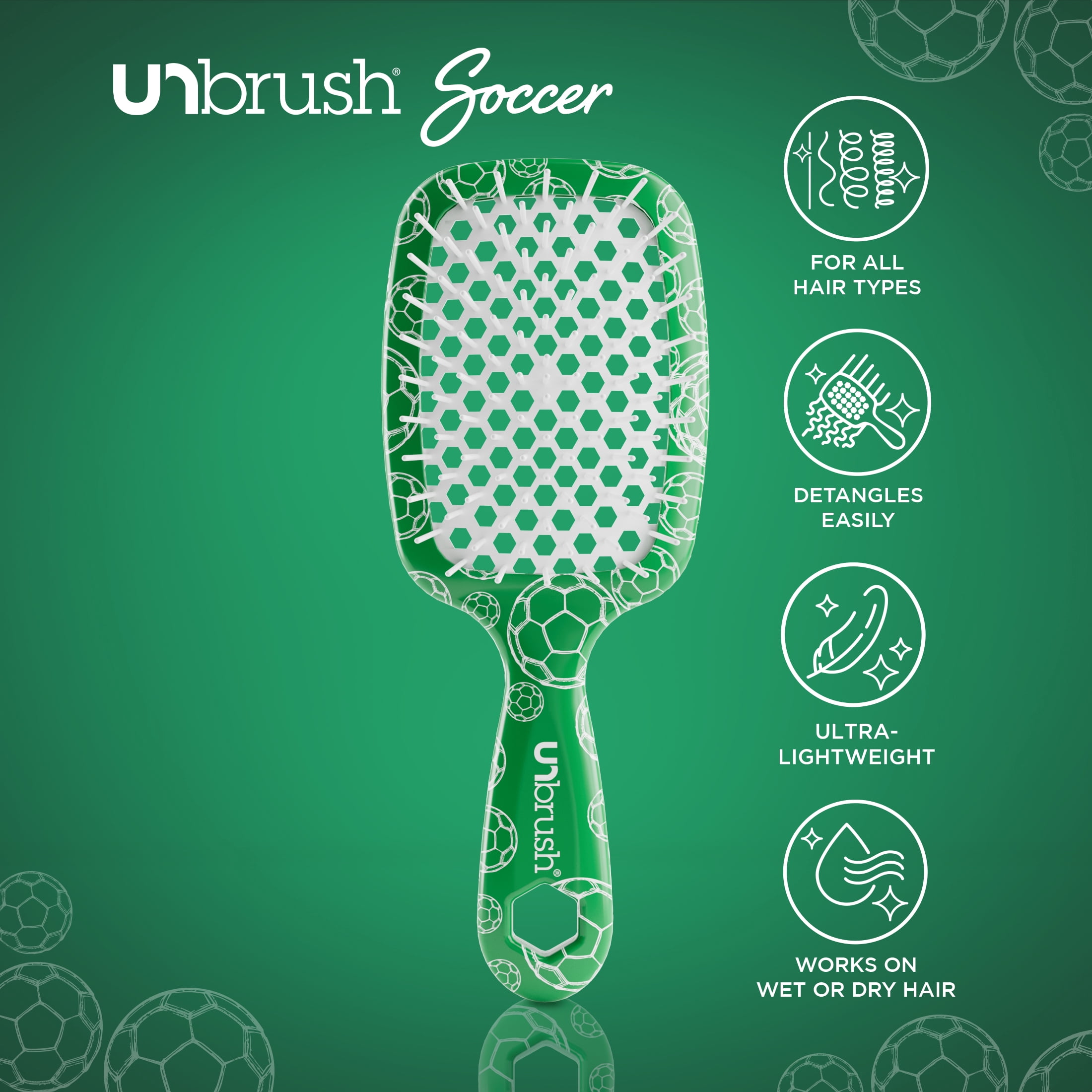 FHI Heat UNbrush Soccer Detangling Brush for All Hair Types, Green
