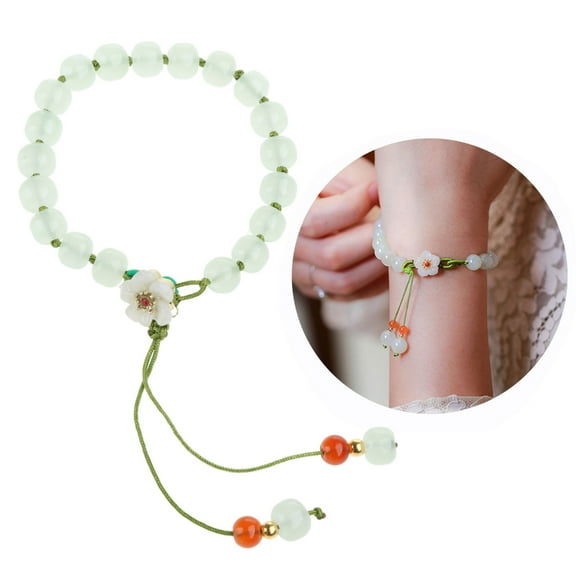 AOOOWER Small Peach Blossom Bangles Crystal Round Jade Bracelet Simple Fashion Bracelet
