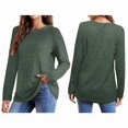 thumbnail image 3 of Long Sleeve Shirts for Female Loose Fit Crew Neck Blouse Dressy Casual Fall Winter Pullover Outfits Green M, 3 of 5