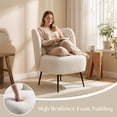 thumbnail image 6 of wow97e Boucle Accent Chair, Modern Armless Leisure Chair with Metal Legs, Upholstered Vanity Chair for Living Room Bedroom, 6 of 7