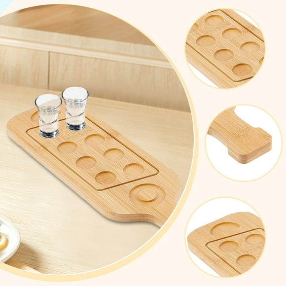 Elodie Flight Board for Tasting 8 Slots with Handle Serving Tray for BBQ Party Beer