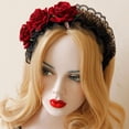 thumbnail image 5 of 1 pieza, diadema de aro para el pelo con pelusa rosa, accesorio para la cabeza de encaje ancho para niñas, 5 of 5