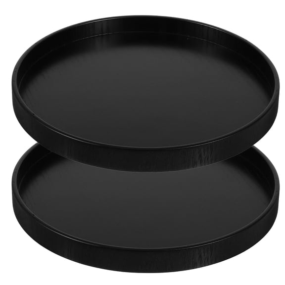 FRCOLOR 2pcs Wood Trays Decorative Round Tray for Home Decor Kitchen Table Candle Holder Serving Tray Rustic Farmhouse Style for Coffee Table Dining Room