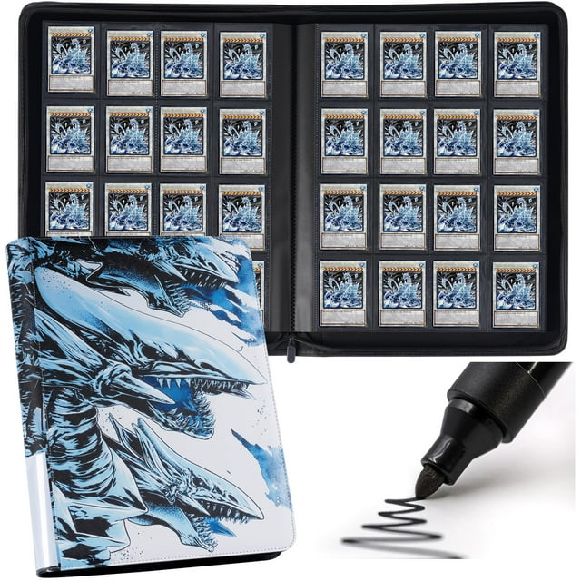 DRZERUI Premium 1000+ Pocket Card Binder, 16-Pocket Ringless Trading Card Album Folder Compatible with Yugioh Cards & Yu-Gi-Oh Trading Cards