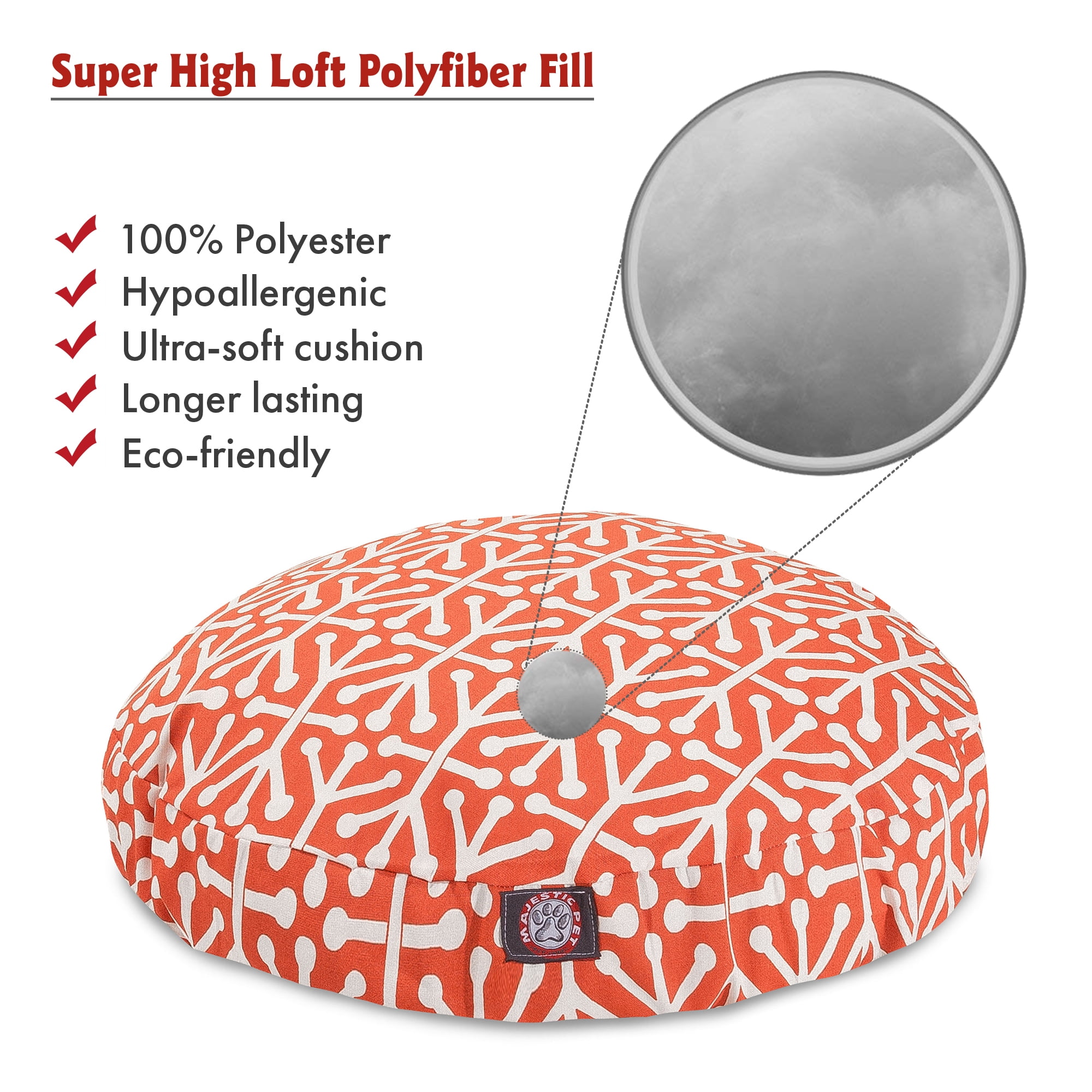 Majestic Pet Aruba Round Dog Bed Treated Polyester Removable Cover Orange Small 30 x 30 x 4