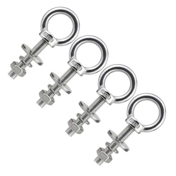 4Pack M10 Stainless Steel Eye Bolts with M10 X 50mm 3/8" X 2" Eye Bolts Eye Bolts Heavy Duty for Tie Down Outdoor Eye Bolts with