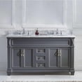 thumbnail image 5 of Victoria 60" Double Bath Vanity in Gray with White Marble Top and Round Sinks with Matching Mirror, 5 of 8