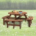 thumbnail image 5 of 6-Person/8-Person Circular OutdoorTableTableFor PatioGarden With 3/4Benches, 5 of 9