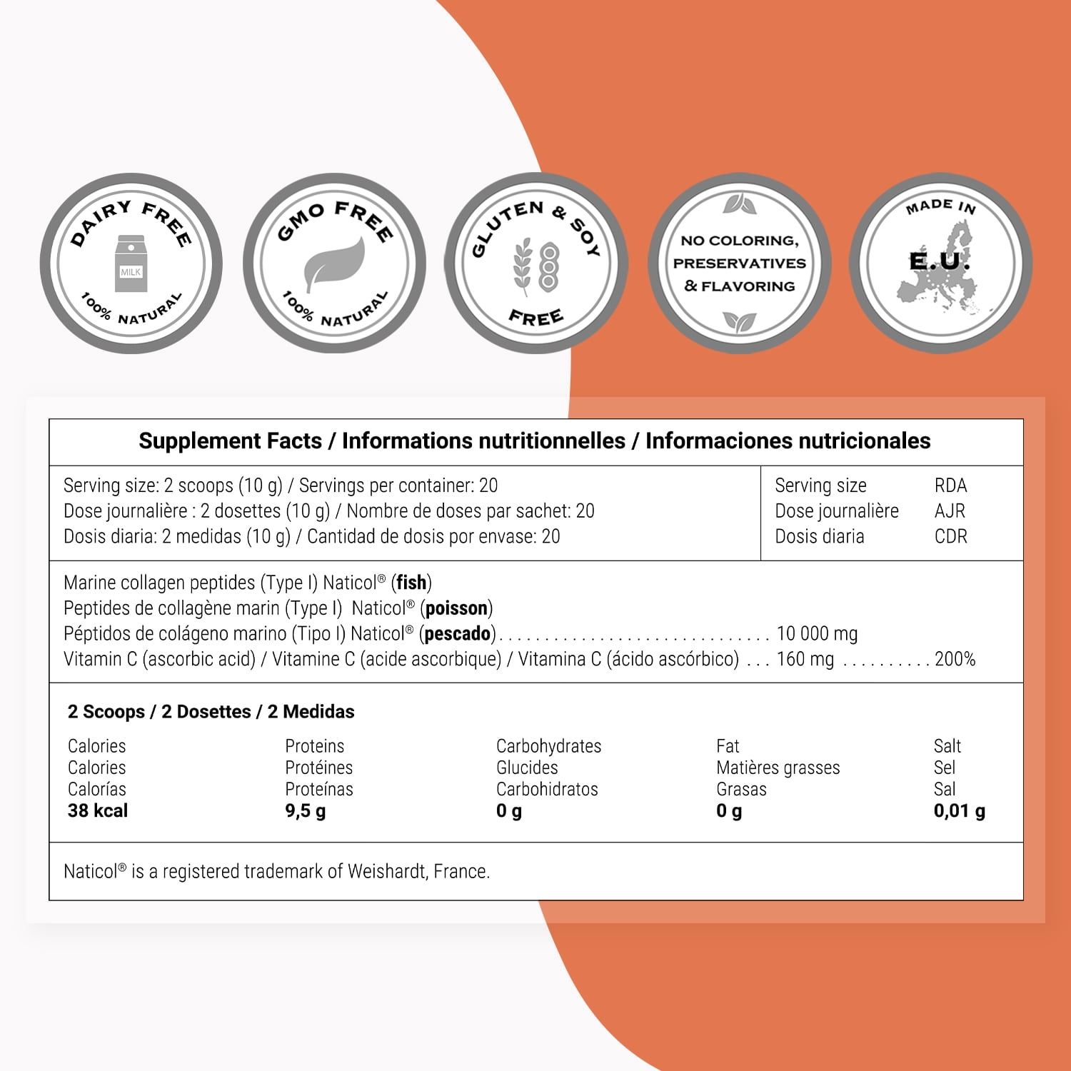 SuperSmart - Marine Collagen Powder - Natural Supplement - Patented & Hydrolized | Non-GMO & Gluten Free - 100mg