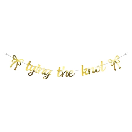 Celebrate It Wedding Banner – “Tying the Knot” Gold Bow Paper Garland – Gold – 4.9 ft – 12 Pack