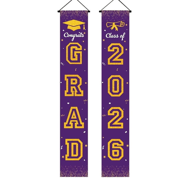 Graduation Decorations 2026 Porch Banner, Congrats Grad Class of 2026 Banner, 2026 Graduation Decorations for Door and Porch Class of 2026 Party Supplies