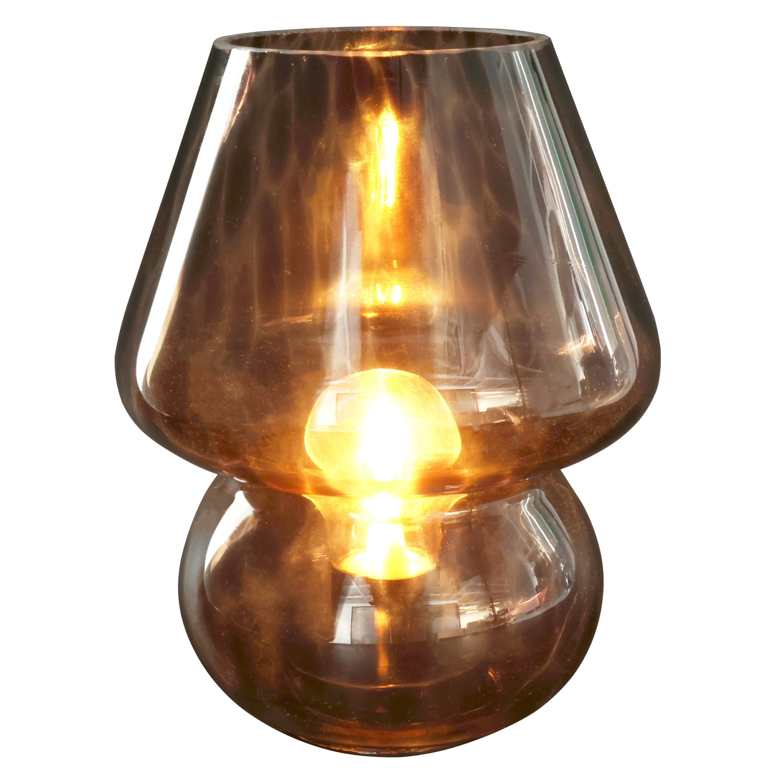 Urban Shop 8" Energy Efficient Brown Tortoise Glass Table Lamps Mushroom