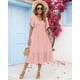 thumbnail image 2 of Vestido AUSELILY para mujer, cuello en V, manga corta, 3XL, rosa, 2 of 6