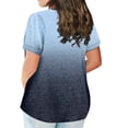 thumbnail image 3 of EHTMSAK Dressy Womens Tops Plus Size Solid Tee Shirts Clearance Crew Neck Ladies Short Sleeve Tops with Lower Sides Summer Womens Plus-Size Tops for Leggings Navy 4X, 3 of 7