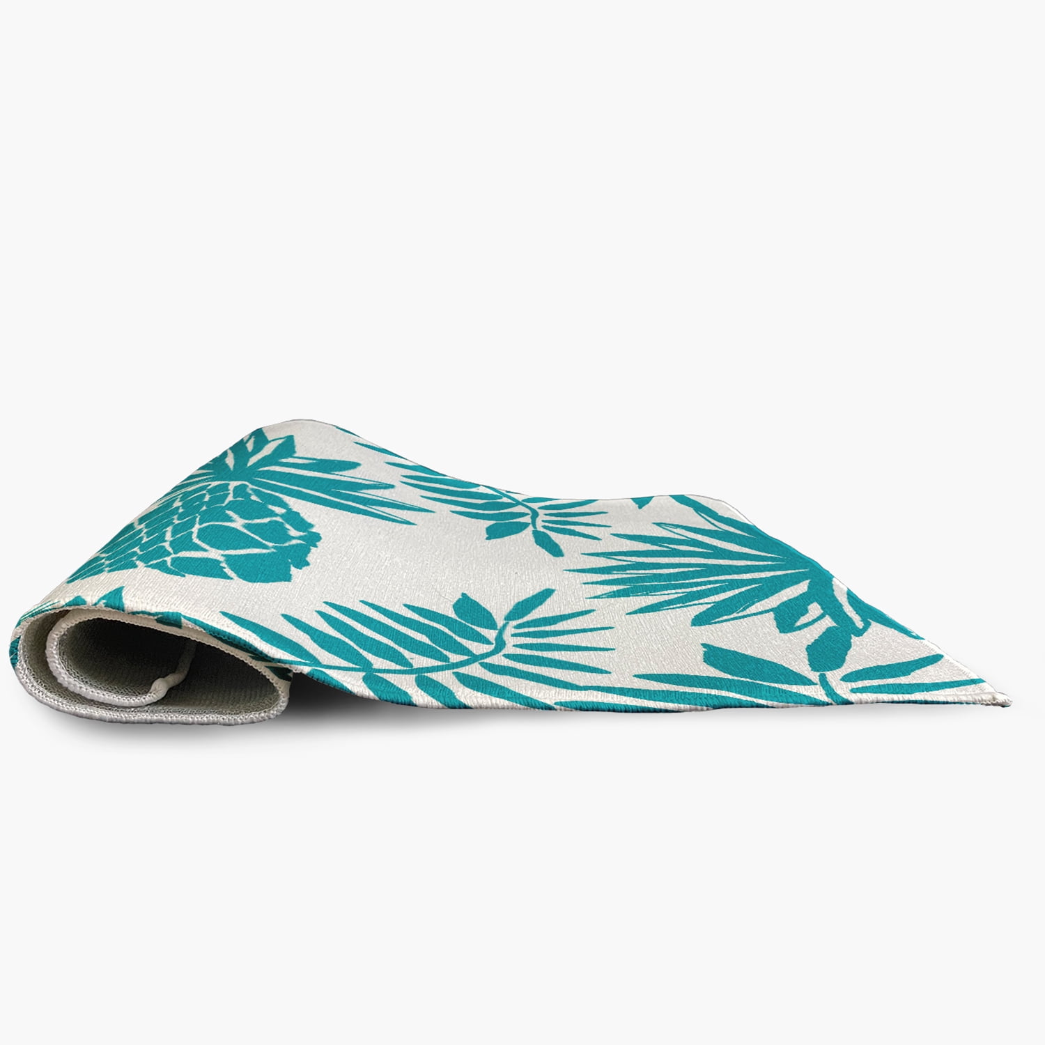 Simply Daisy 5' x 7' Explorer Blue Pineapple Leaves Spring Chenille Indoor/Outdoor Rug