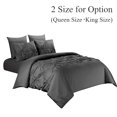 thumbnail image 2 of Juego de ropa de cama elástica con bordado cuadrado, tamaño King US, color gris oscuro (1 funda nórdica + 2 fundas de almohada) – Suave y práctico para un descanso cómodo., 2 of 7