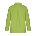 thumbnail image 5 of YEYLANERS Womens Cotton Linen Shirts Long Sleeve Button Down Collared Blouses for Women Summer Casual Roll Up Solid Color Tees Women Work Office Tunic Tops，Mint Green，S, 5 of 8