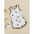 thumbnail image 3 of TSEXIEFOOFU Baby 2PCS Pants Suit, Sleeveless Sun Patterns O-Neck T-Shirt, Elastic Waistband Short Pants, Toddler Summer Wear Clothes, 3 of 8
