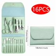 thumbnail image 1 of Juego de manicura profesional, Kit de función completa de acero inoxidable con bolsa plegable, Kits de cortador de manicura, tijeras, herramienta de maquillaje y belleza,16pcs, 1 of 7