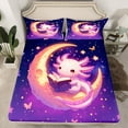 thumbnail image 3 of Feelyou Dreamy Axolotl Teens Twin Sheet Sets, Mystic Moon Stars Galaxy Twin Fitted Sheet, Kawaii Pink Animal Flat Sheet, Lightweight Room Decor, 3-Piece, 3 of 8
