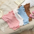 thumbnail image 5 of Baby Girls Sets Wooden Ear Romper + Shorts Two Piece Summer Childrens Solid Color Home Clothes Set For 3-6 Months, 5 of 5